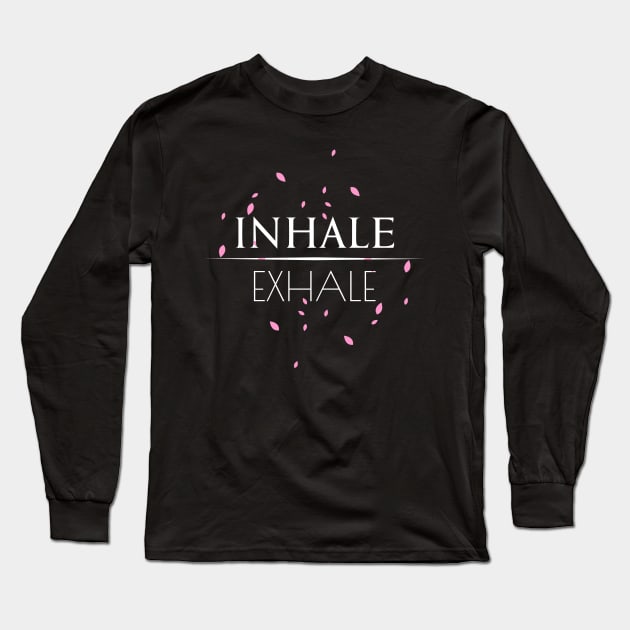 Inhale Exhale breathing Yoga Design Long Sleeve T-Shirt by FOGSJ
